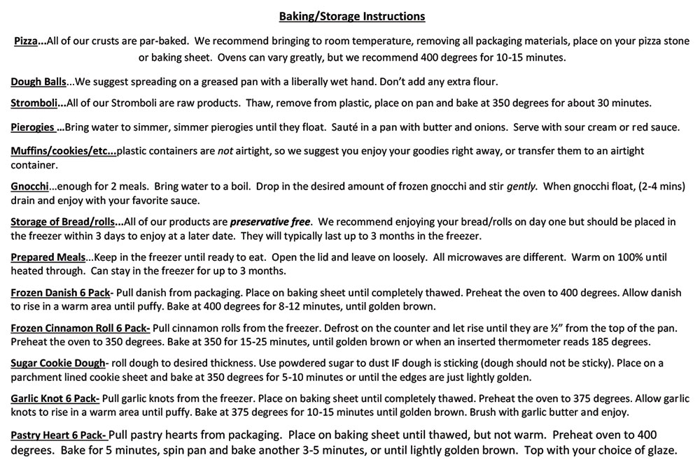 Baking Instructions