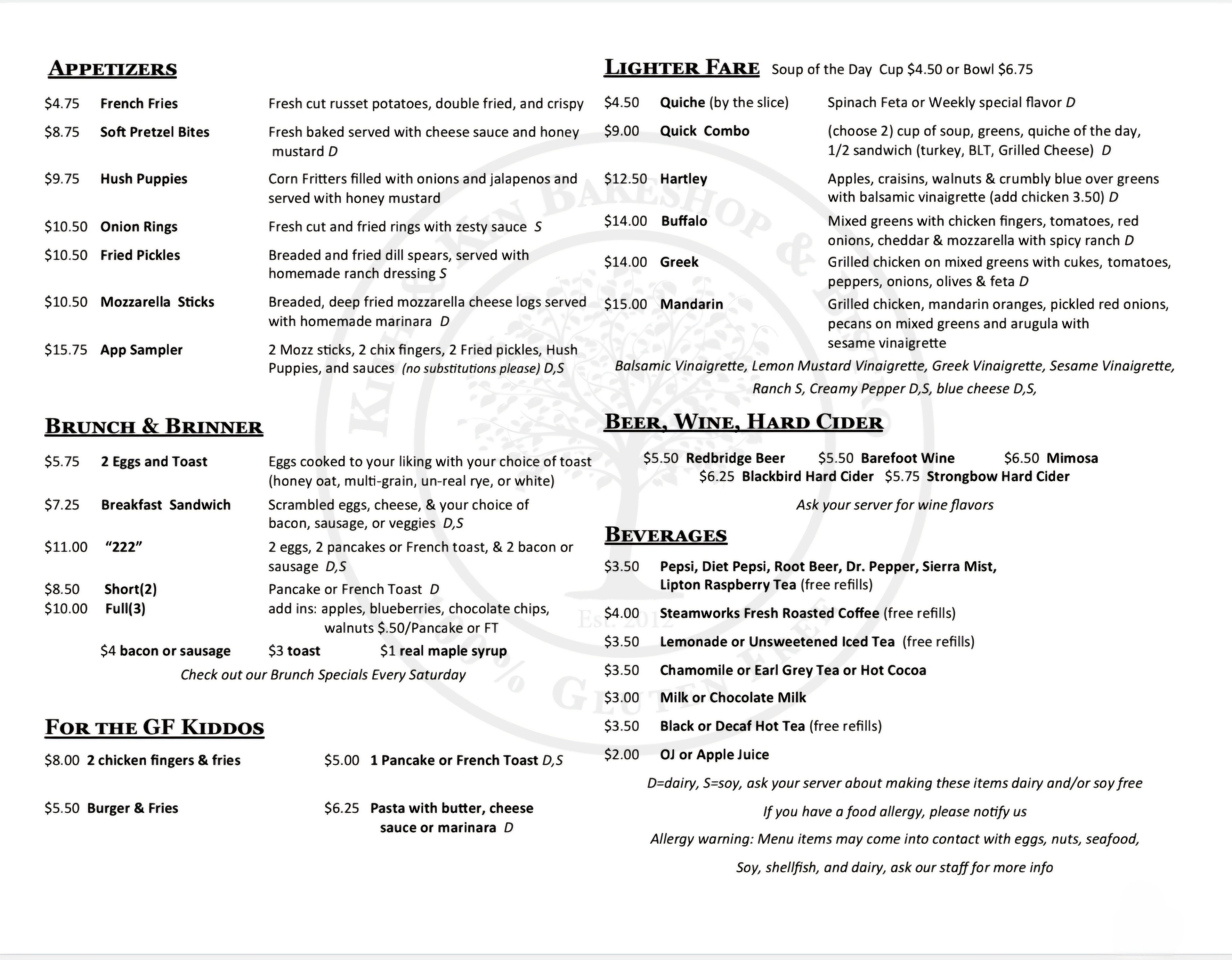 Cafe Menu 1