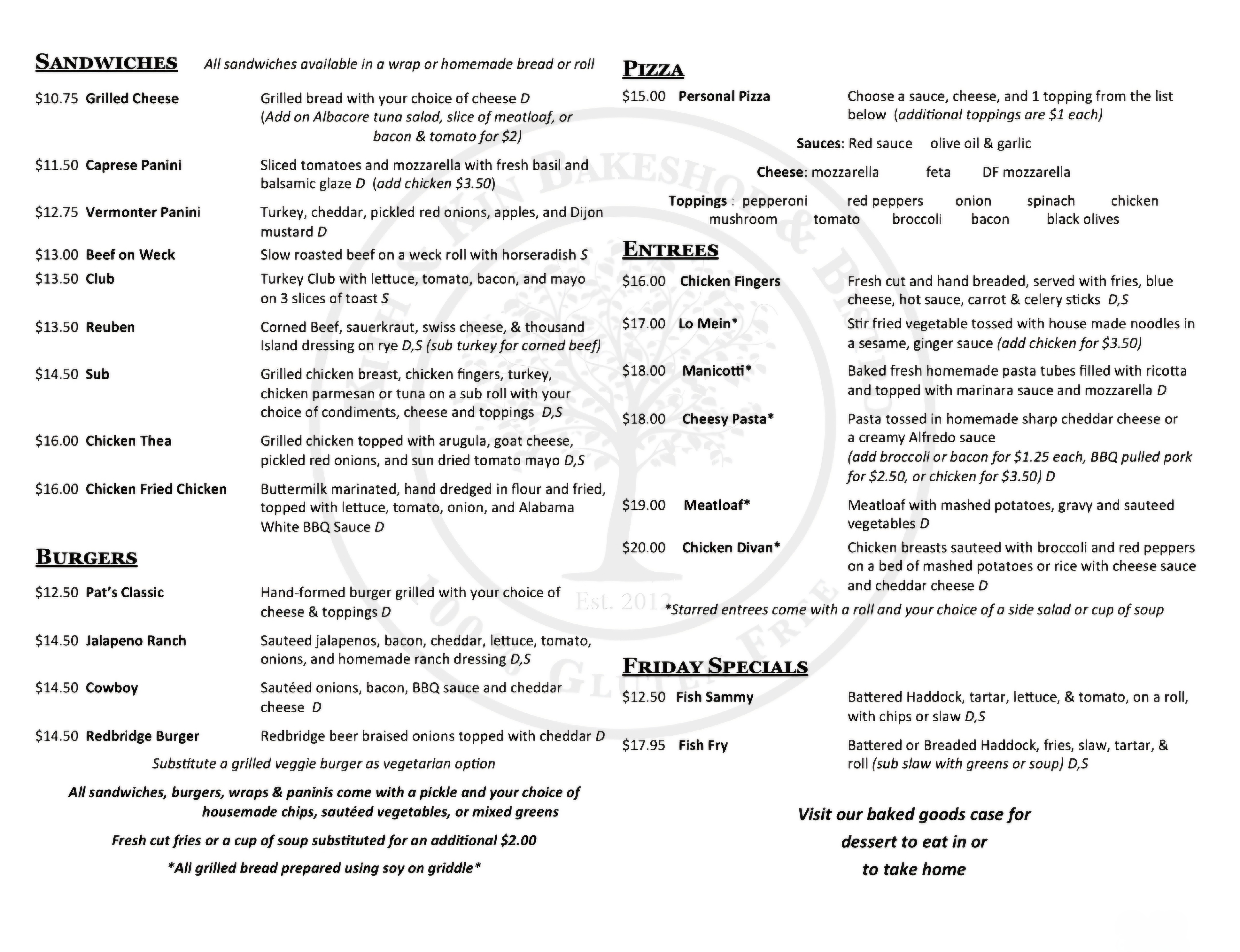 Cafe Menu 2