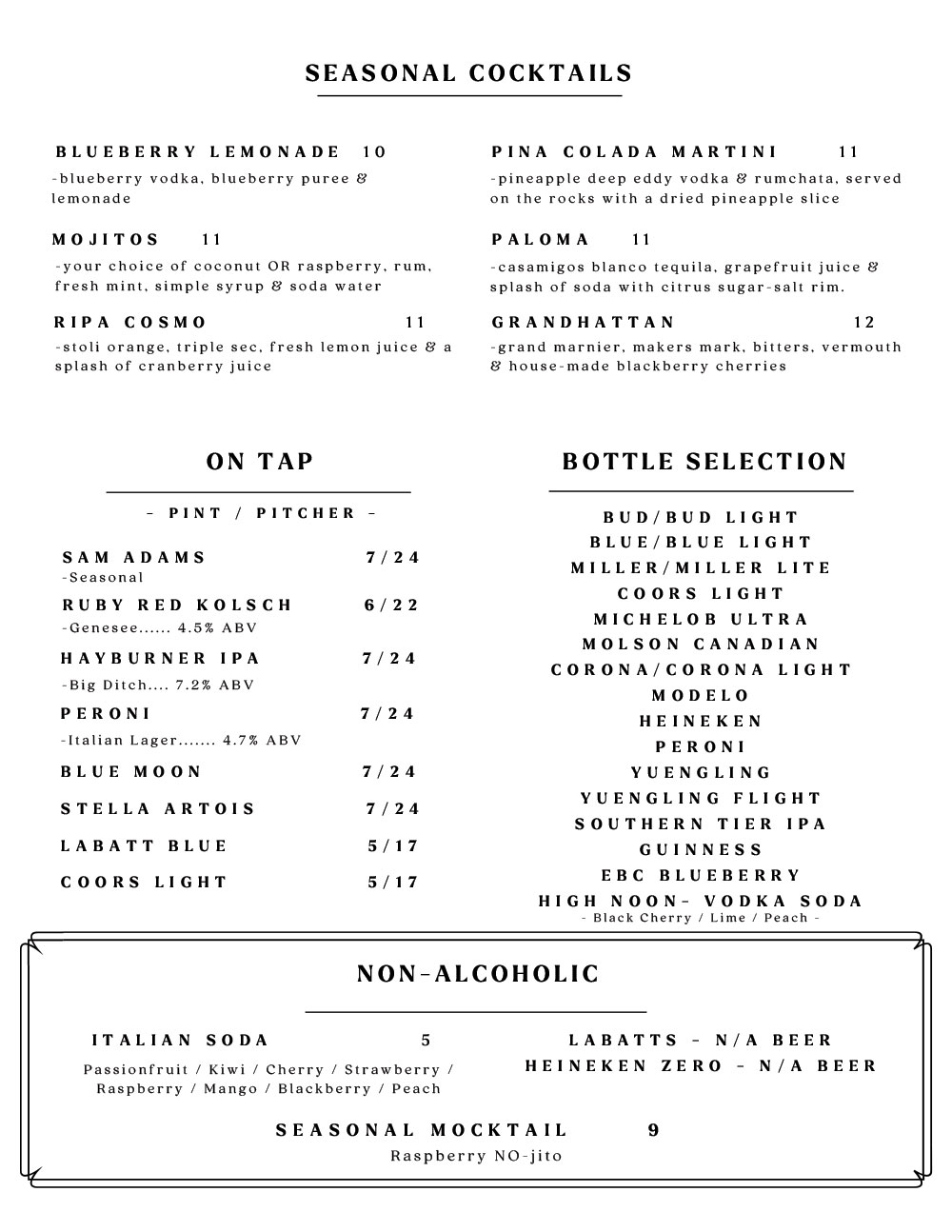 Wine List / Cocktail Menu 3