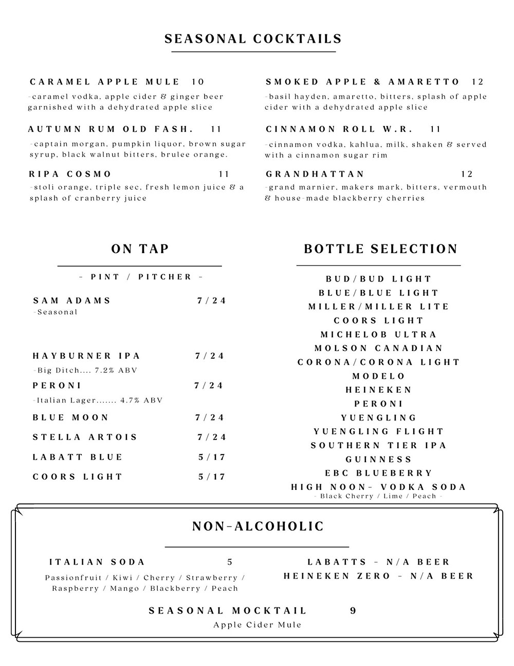 Wine List / Cocktail Menu 3